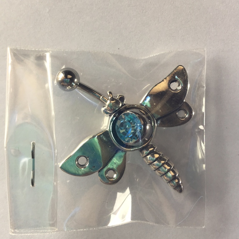 Dragonfly naval ring with blue jewel. Brand new.